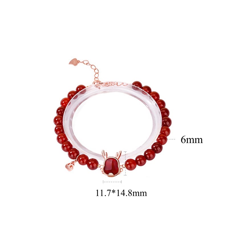 Mythstone 925 Sterling Silver Year Of The Dragon Natural Red Agate Attract Fortune Dragon Luck Chain Bracelet