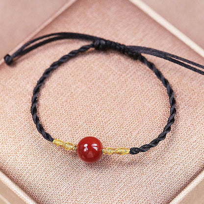 Mythstone Natural Red Agate Chalcedony Self-acceptance Confidence String Bead Bracelet Necklace Pendant