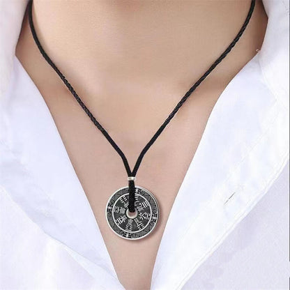 Mythstone Mountain Ghosts Spend Money Bagua Design Copper Coin Harmony Necklace Pendant