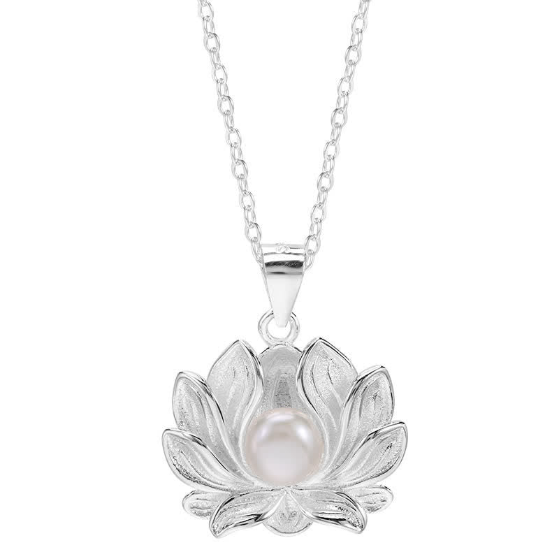 Mythstone 925 Sterling Silver Lotus Flower Pearl Wealth Necklace Pendant