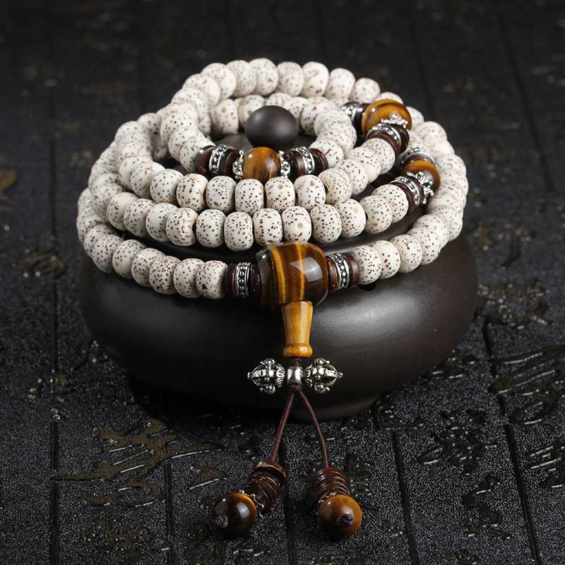 MythStone Handmade Tibetan Tiger Eye Bodhi Seed Peace Bracelet