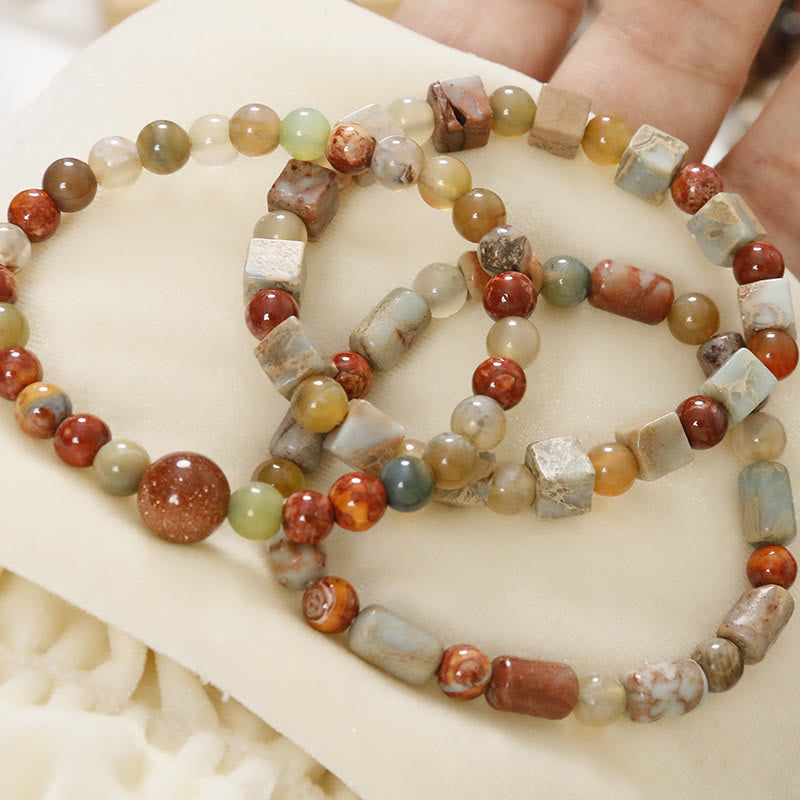 Mythstone Natural Stone Sea Sediment Jasper Agate Protection Bracelet