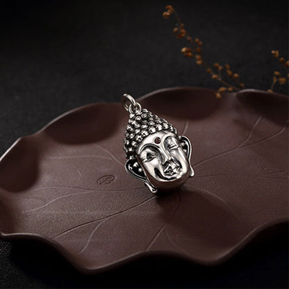 Mythstone 925 Sterling Silver Buddha Head Compassion Necklace Pendant