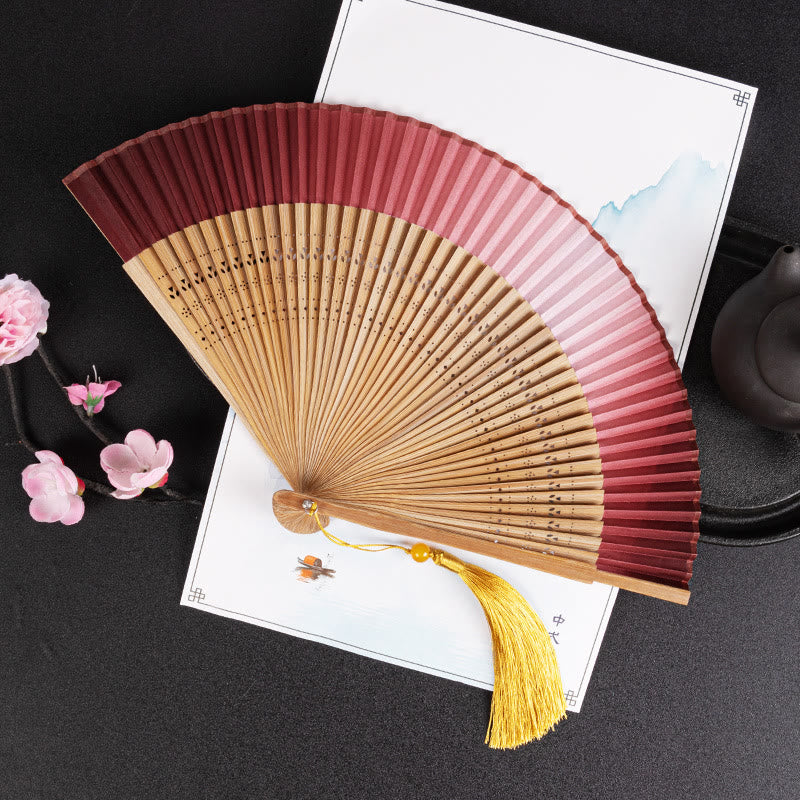 Mythstone Gradient Handheld Bamboo Folding Fan