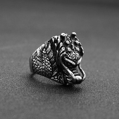 Anillo de acero y titanio Mythstone Dragon Balance