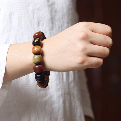 Mythstone Tibet Various Wood Om Mani Padme Hum Purity Bracelet