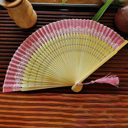 Mythstone Simple Hollow Engraved Handheld Bamboo Folding Fan