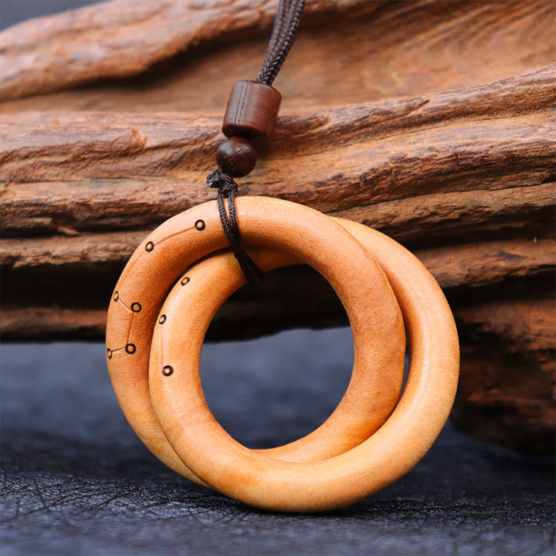 Mythstone Jujube Wood Taoist Yin Yang Ring Qiankun Circle Luck Ward Off Evil Spirits Necklace Pendant