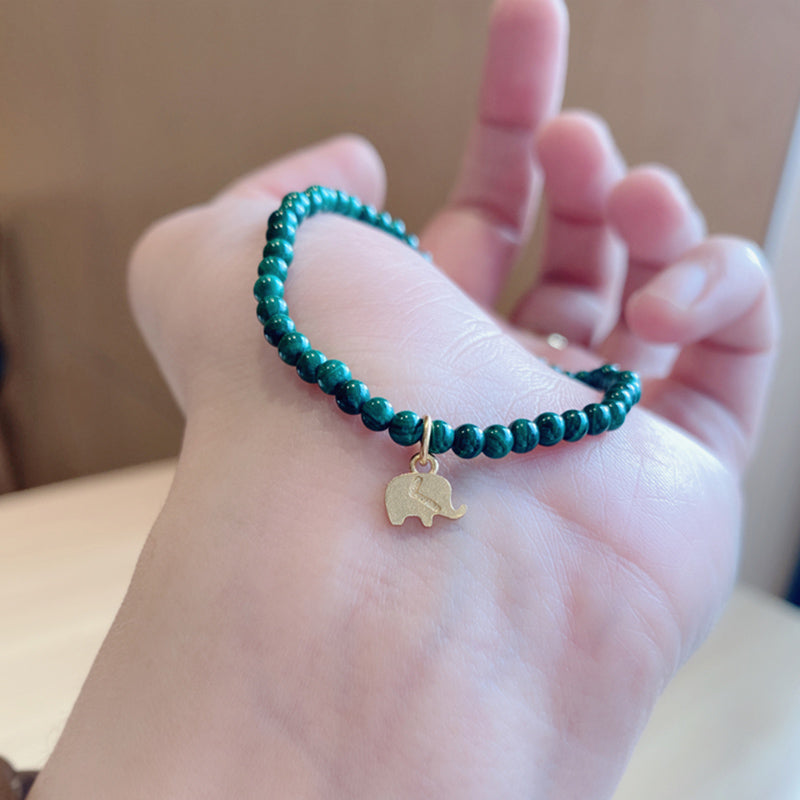 Mytthstone Natural Malachite Elephant Anti-Anxiety Charm Bracelet