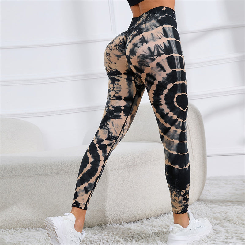 Mythstone Tie Dye Print Pants Sports Fitness Yoga High Waist Leggings Women's Yoga Pants