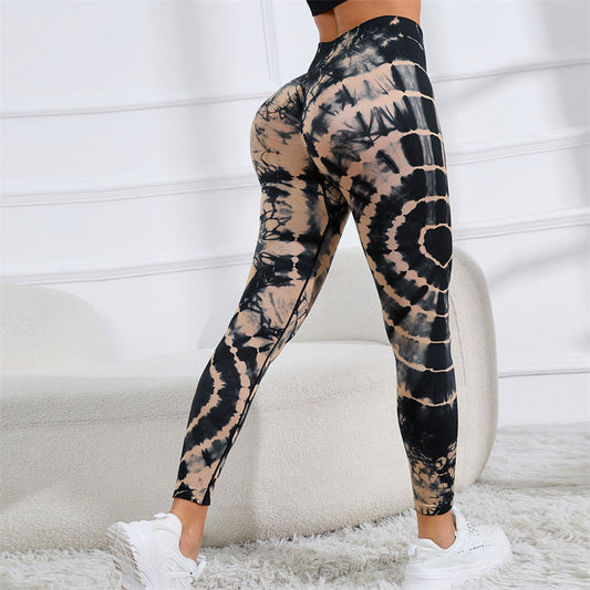 Mythstone Tie Dye Print Pants Sports Fitness Yoga High Waist Leggings Women's Yoga Pants