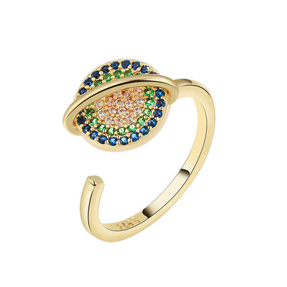 Mythstone Colorful Zircon Copper Wealth Rotatable Ring