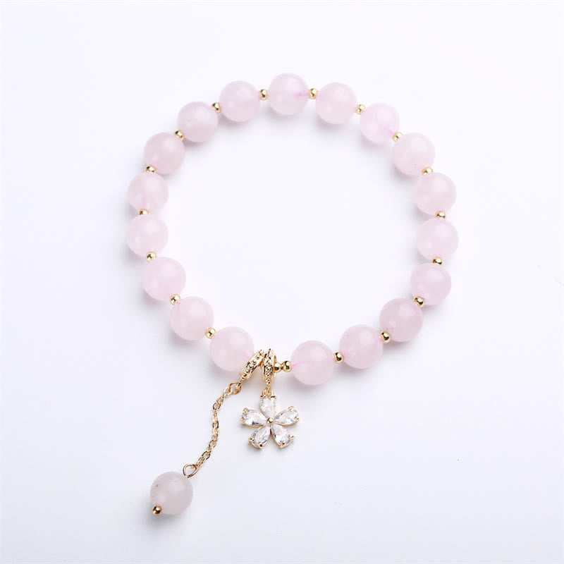 Mythstone Natural Pink Crystal Plum Blossom Love Bracelet