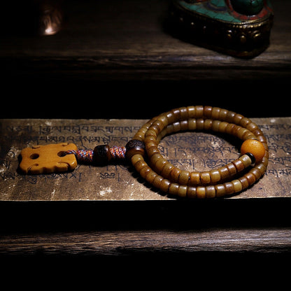 Mythstone Tibet 108 Mala Beads Yak Bone Amber Balance Bracelet