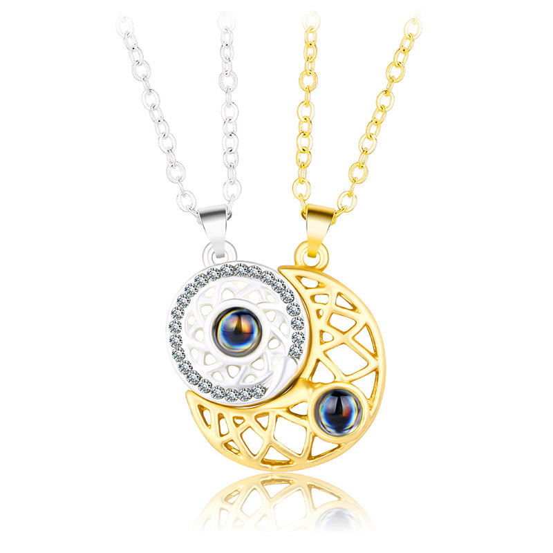 Mythstone Magnetic Sun Moon Couple Heart Protection Necklace Pendant