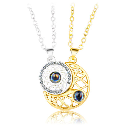 Mythstone Magnetic Sun Moon Couple Heart Protection Necklace Pendant