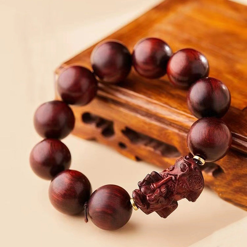 Mythstone Small Leaf Red Sandalwood PiXiu Protection Bracelet