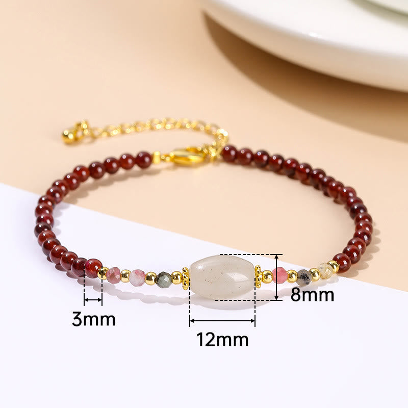 Mythstone Garnet Jade Tourmaline Bead Passion Bracelet