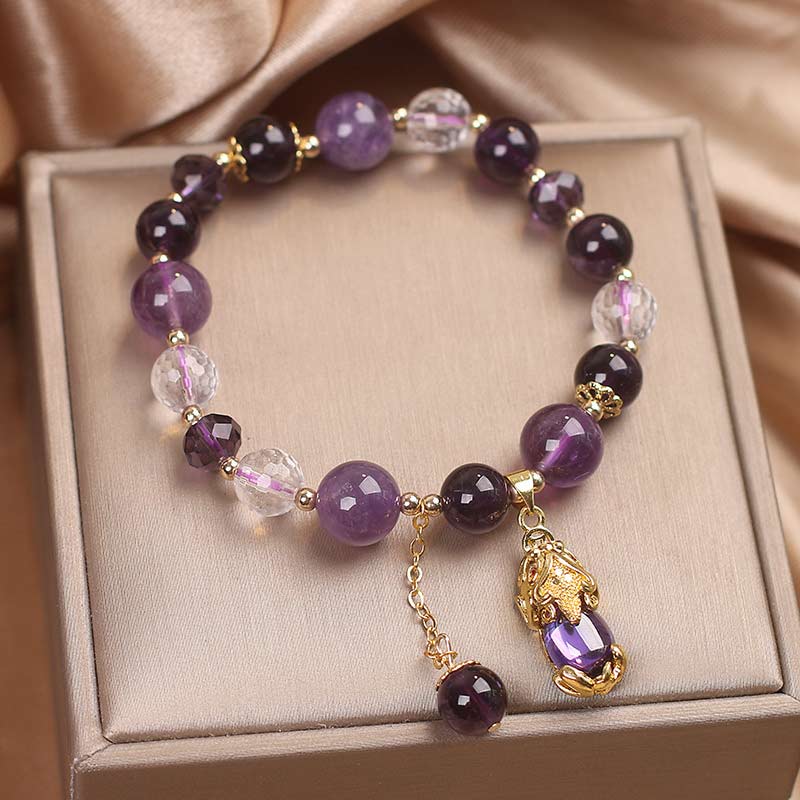 Mythstones  Natural Amethyst PiXiu Healing Bracelet