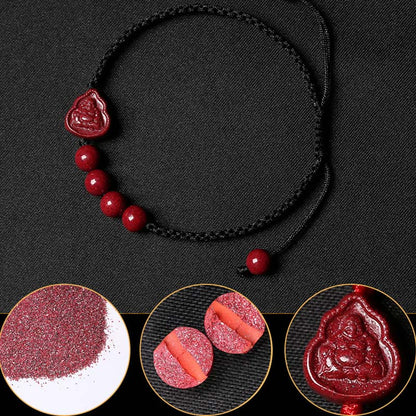 Mythstone Laughing Buddha Avalokitesvara Cinnabar Blessing String Bracelet