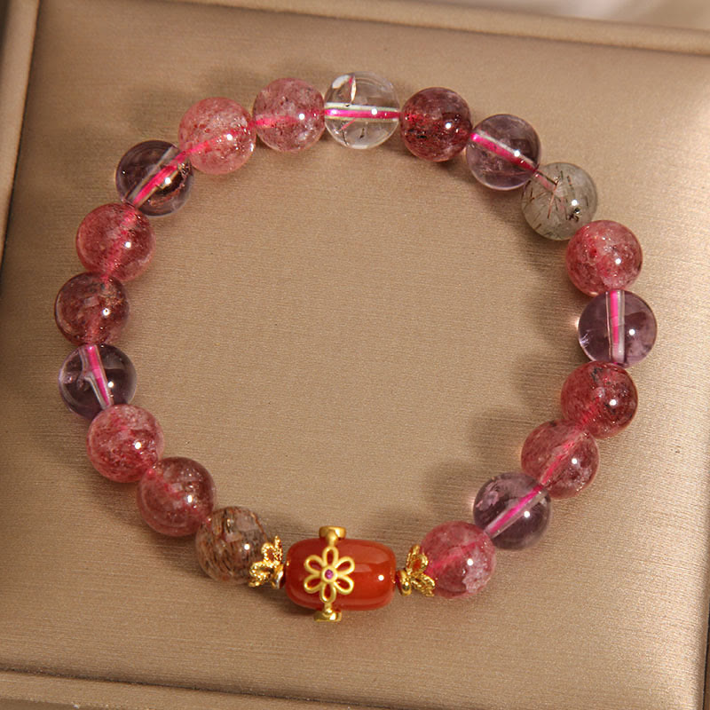 Mythstone Natural Super Seven Crystal Red Agate Positivity Bracelet