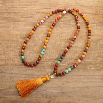 Mythstone 108 Mala Beads Mookaite Emotional Growth Bracelet Tassel Necklace Pendant