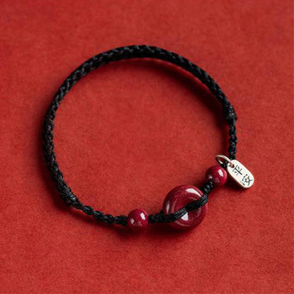 MythStone Handmade Cinnabar Peace Buckle Safe and Healthy Charm Blessing String Bracelet Anklet