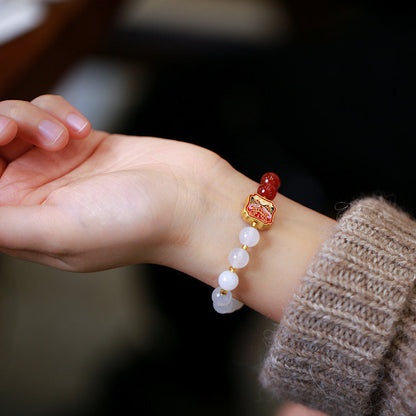 Mythstone Red Agate White Agate Strength Healing Bracelet