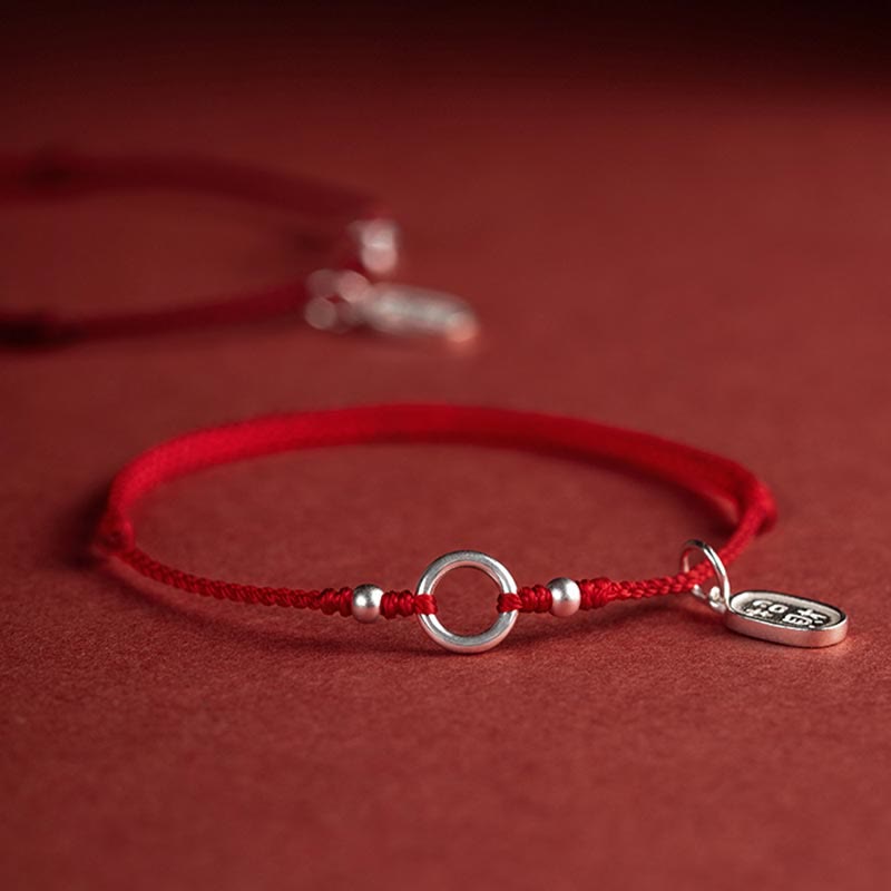 Mythstone 925 Sterling Silver Lucky Fortune Peace Joy Lotus Peace Buckle Red String Bracelet