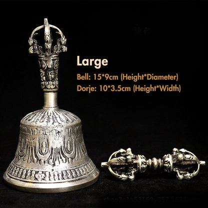 Mythstone Tibetan Meditation Bell and Vajra Dorje Copper Decoration Set