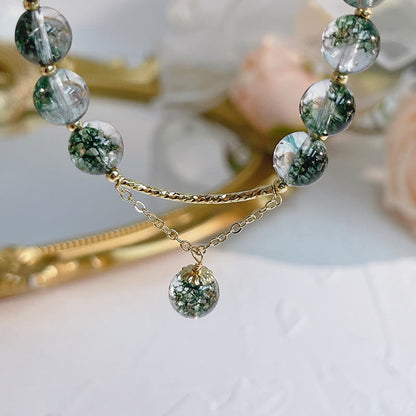 Pulsera con dije de confianza de cristal fantasma verde de MythStone 