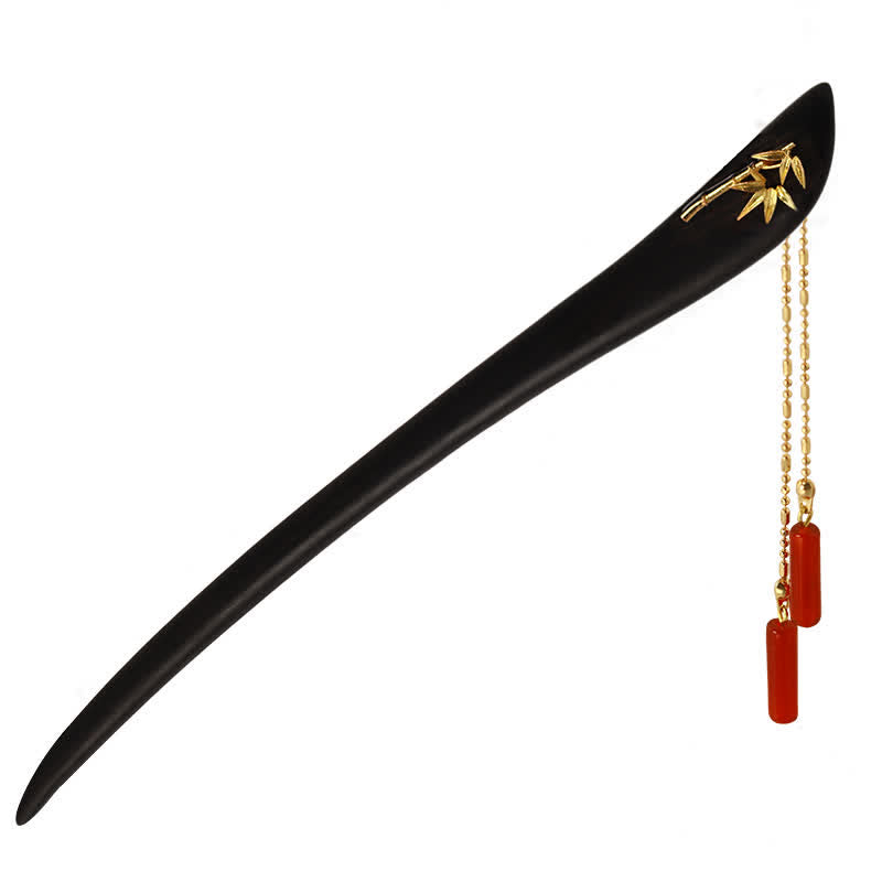 Mythstone Red Agate Ebony Wood Confidence Tassel Hairpin