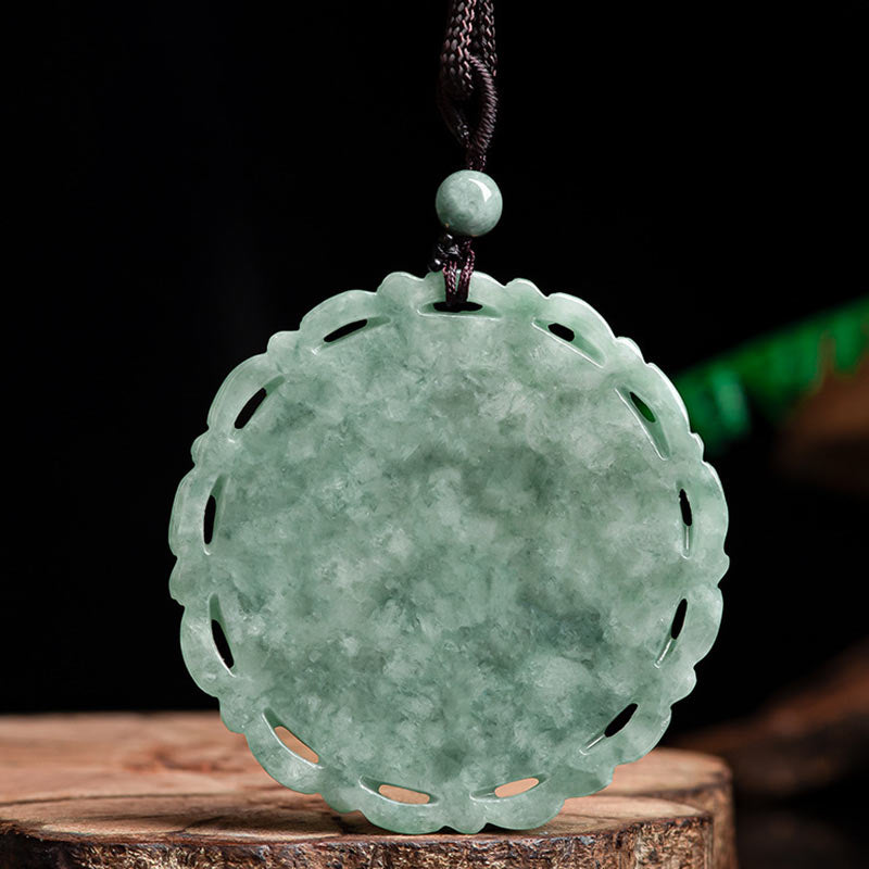 Mythstone Chinese Zodiac Dragon Phoenix Round Jade Luck Necklace String Pendant