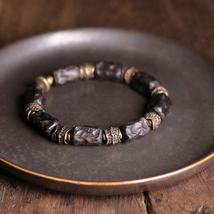 Mythstone Tibetan Ebony Wood Copper Calm Peace Bracelet