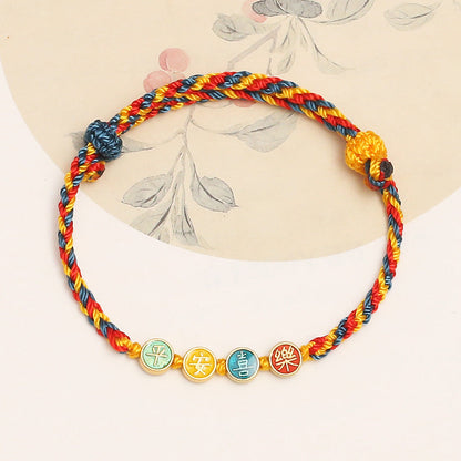 Pulsera trenzada de hilo de color Dunhuang hecha a mano con protección de la paz y la alegría Mythstone 