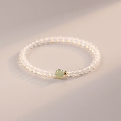 Mythstone Natural White Agate Jade Luck Protection Bracelet