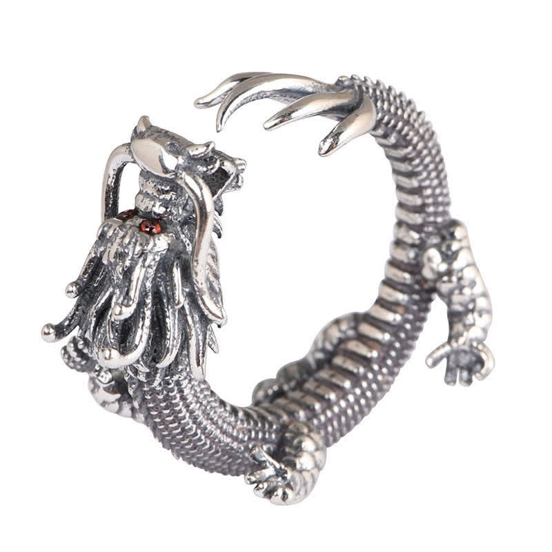 Mythstone 925 Sterling Silver Dragon Luck Protection Ring