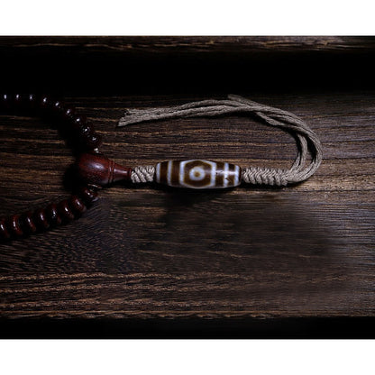 Pulsera de armonía Dorje de cobre con cuentas Dzi de tres ojos y semilla de Bodhi morada de Mythstone Natural Tibet de 108 cuentas Mala