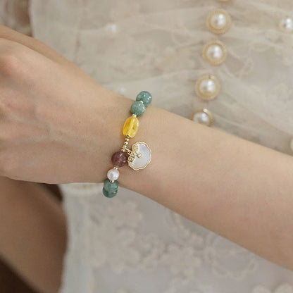 Pulsera de la suerte con candado Ruyi y concha marina de jade Mythstone 