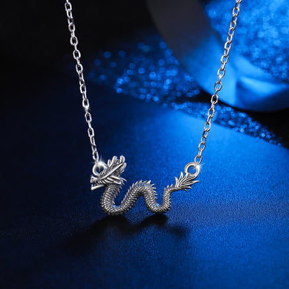 Mythstone 925 Sterling Silver Year Of The Dragon Auspicious Dragon Protection Chain Necklace Pendant