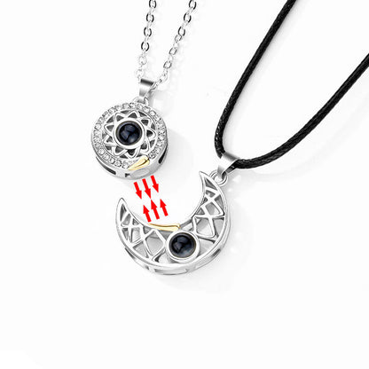 Mythstone Magnetic Sun Moon Couple Heart Protection Necklace Pendant