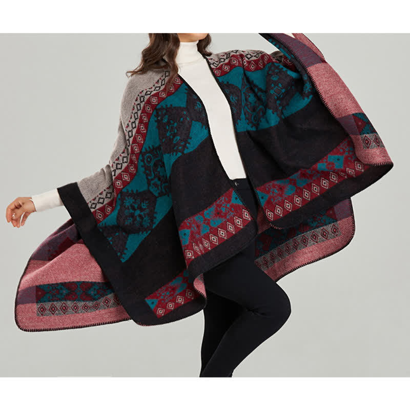 Mythstone Tibetan Shawl Diamond Pattern Winter Warm Cloak Scarf