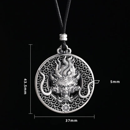 Mythstone 999 Sterling Silver Year Of The Dragon Handcrafted Dragon Head Relief Carved Protection Necklace Pendant