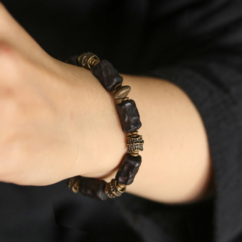 Mythstone Tibetan Ebony Wood Copper Calm Peace Bracelet