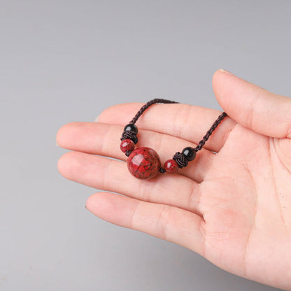 Mythstone Natural Cinnabar Stones Bead Blessing Necklace Pendant