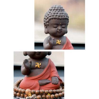 Mythstone Small Buddha Serenity Purple Clay Home Desk Decoration