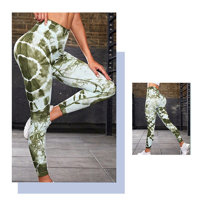 Mythstone Tie Dye Print Pants Sports Fitness Yoga High Waist Leggings Women's Yoga Pants