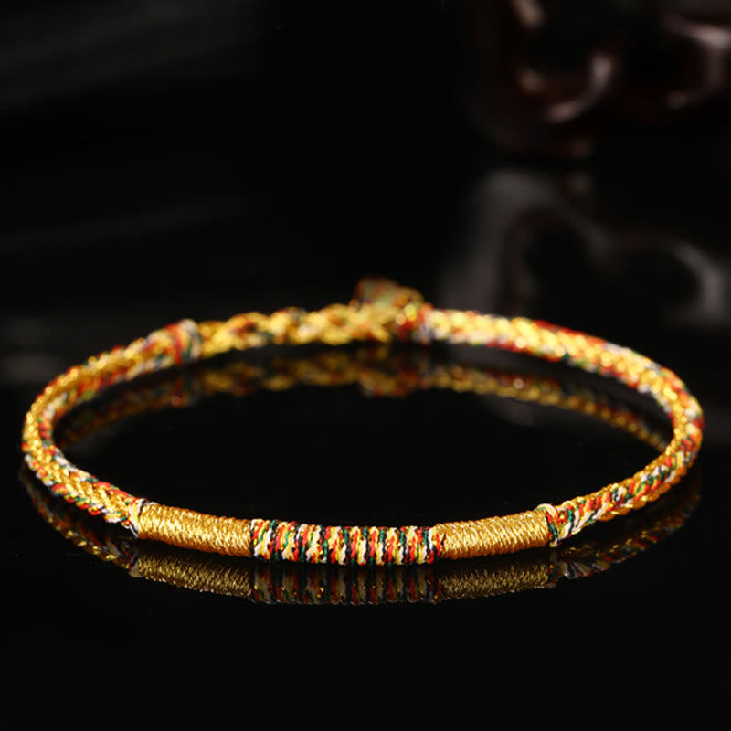 Mythstone Handmade Gold Multicolored Rope Protection Braided Bracelet Anklet