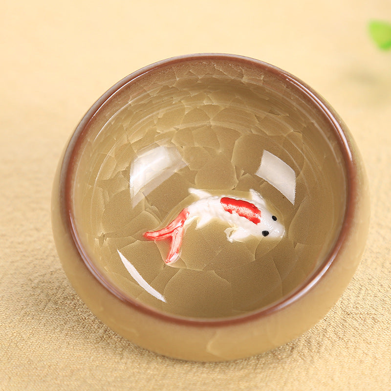 Mythstone Cute Koi Fish Ceramic Teacup Kung Fu Tea Cup Bowl 45ml