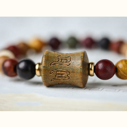 Mythstone Tibet Multicolored Sandalwood Om Mani Padme Hum Protection Bracelet